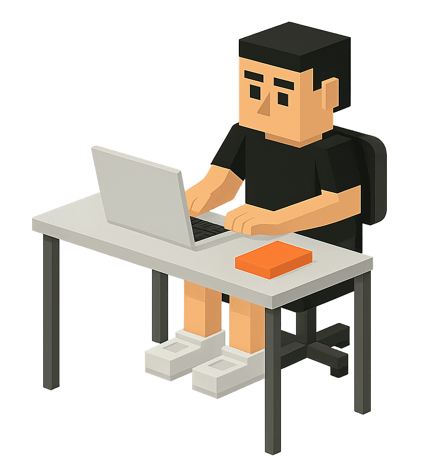 Ilustración isométrica de persona trabajando en su escritorio con el computador.